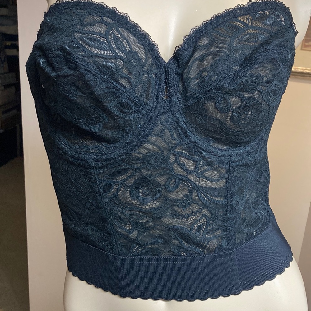 Black Lace Longline Bustier Top - Women Intimates